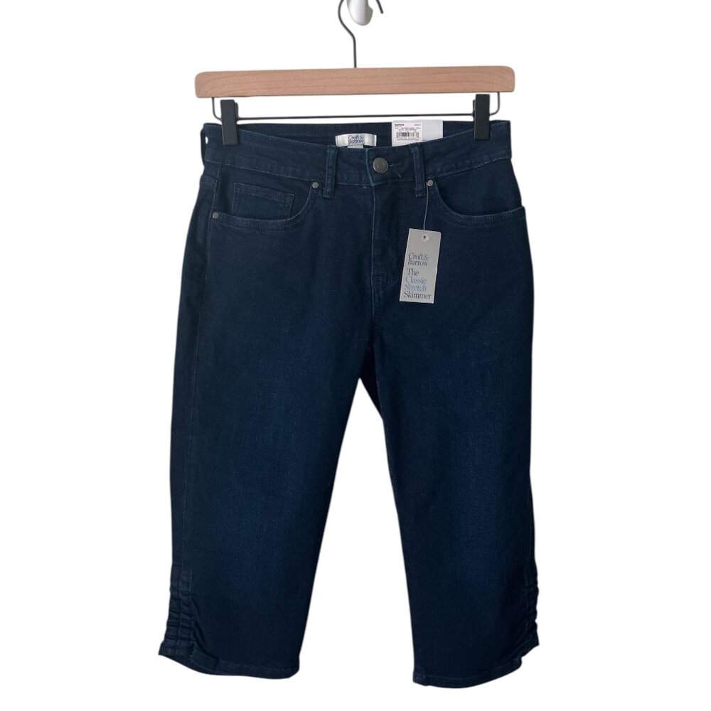 Croft & Barrow The Classic Stretch Skimmer Mid-Rise Cropped Dark Blue Jeans, NWT